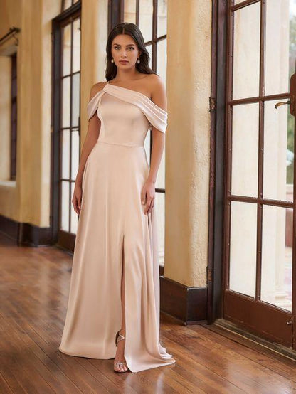 Charmeuse Cold Shoulder Bridesmaid Dress