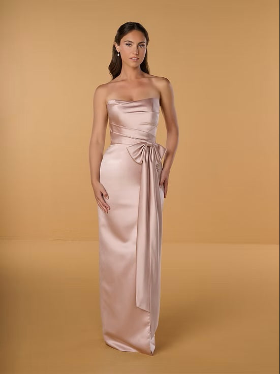 Strapless Draped Satin Bridesmaid Dress