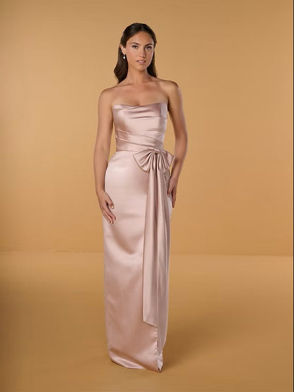 Strapless Draped Satin Bridesmaid Dress
