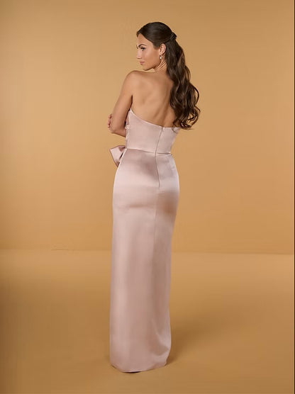 Strapless Draped Satin Bridesmaid Dress
