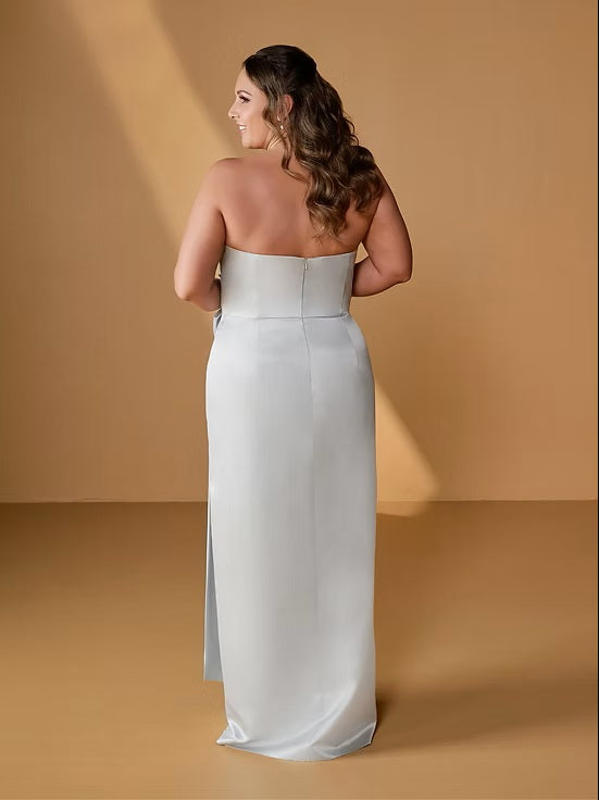 Strapless Draped Satin Bridesmaid Dress