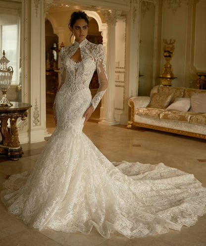 Strapless Lace Fit-and-Flare Couture Wedding Dress