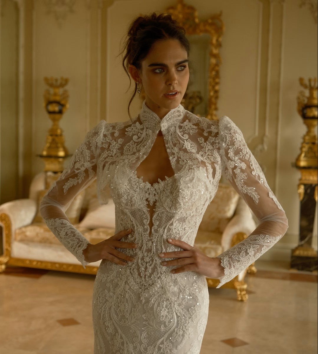 Strapless Lace Fit-and-Flare Couture Wedding Dress