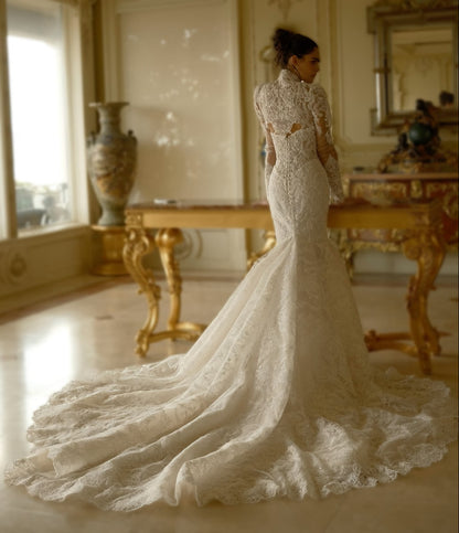 Strapless Lace Fit-and-Flare Couture Wedding Dress