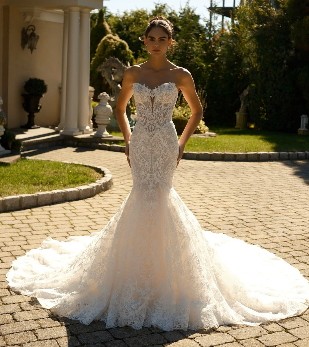 Strapless Lace Fit-and-Flare Couture Wedding Dress