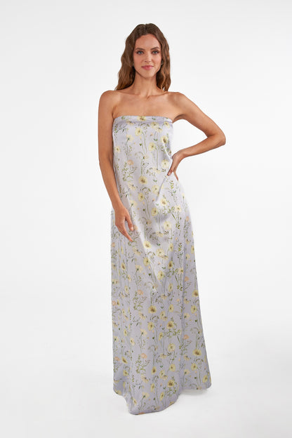 Floral Satin A-Line Bridesmaid Dress