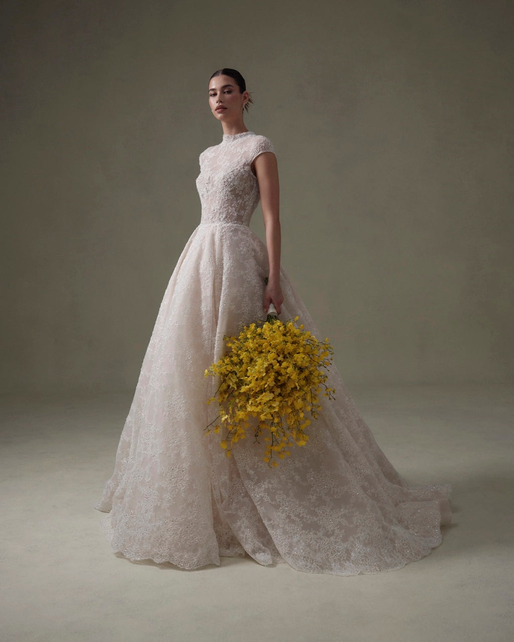 High Neck Lace Ballgown Wedding Dress