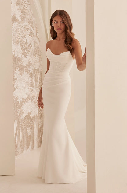 Draped Crepe Wedding Dress