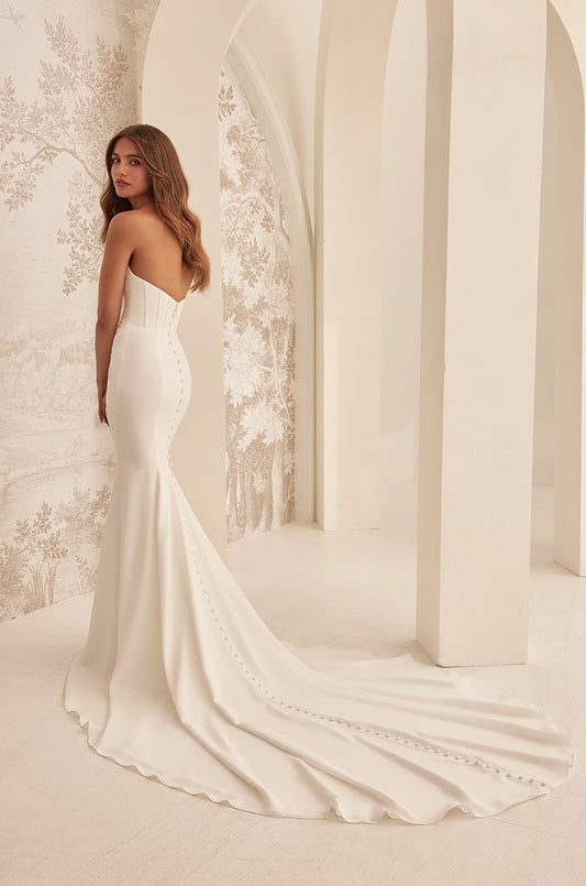 Draped Crepe Wedding Dress