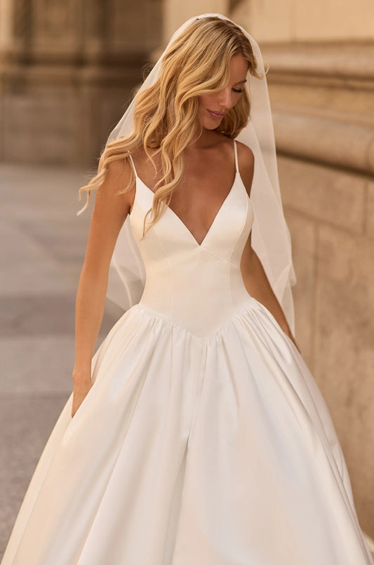Basque Waist Satin Wedding Dress