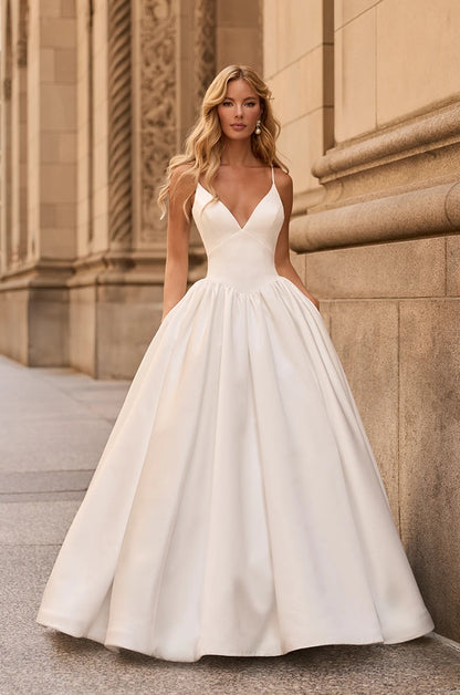Basque Waist Satin Wedding Dress