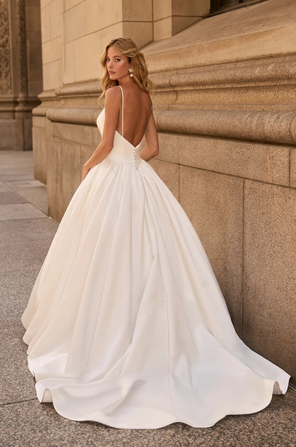 Basque Waist Satin Wedding Dress
