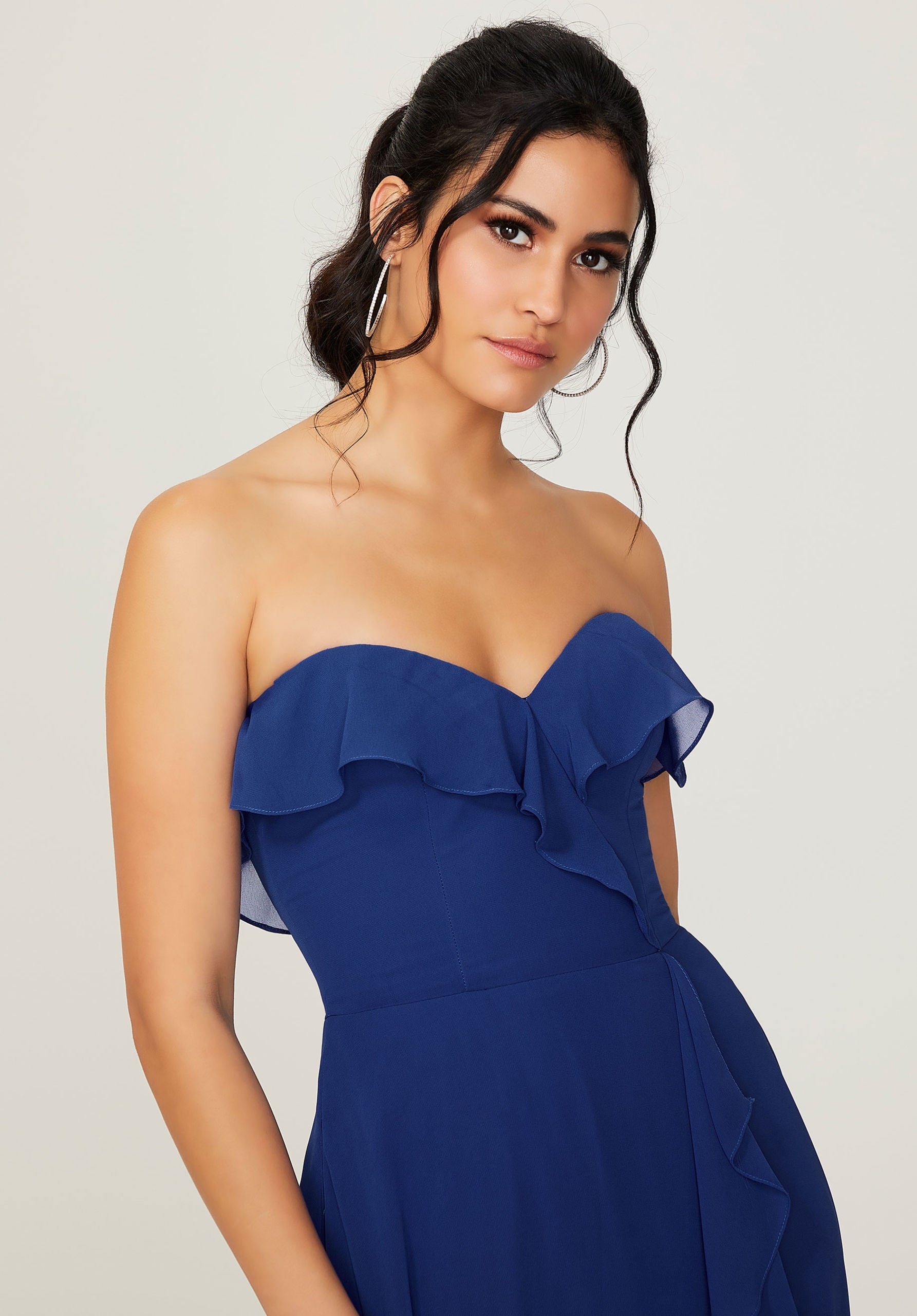 mori lee strapless bridesmaid dress Mori Lee 31237 Asymmetric Neck A-Line Maid Of Honor Dress