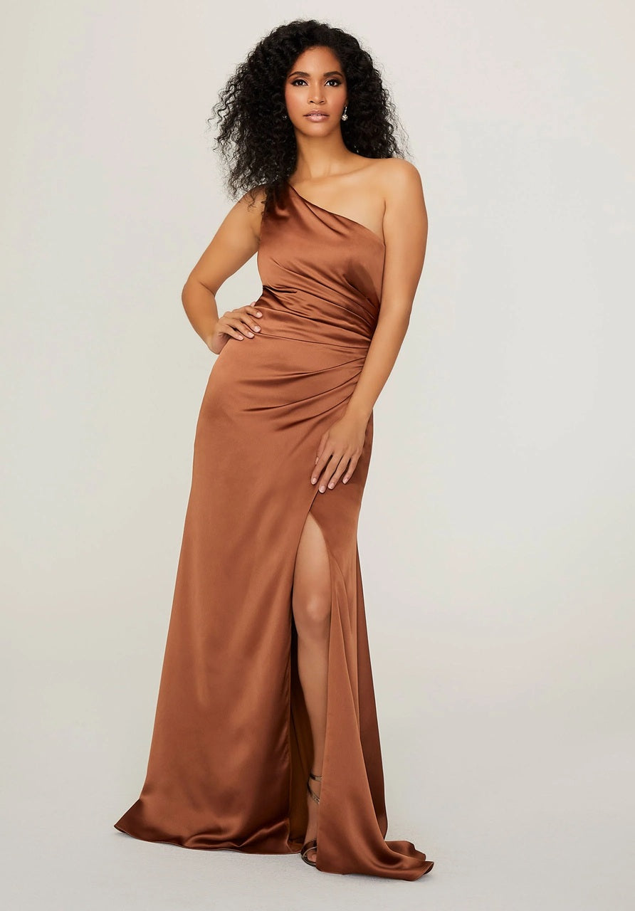 One Shoulder Silky Satin Bridesmaid Dress