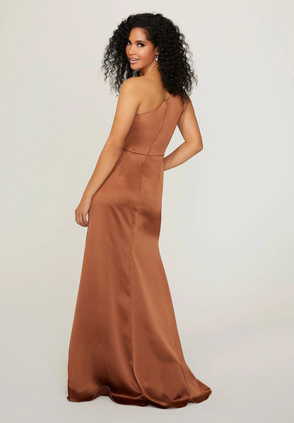 One Shoulder Silky Satin Bridesmaid Dress