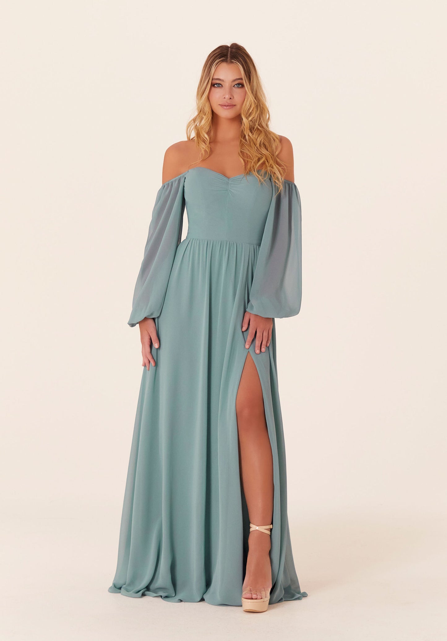 Chiffon Bishop Sleeves Bridesmaid Dress Bridal and Formal Chiffon Bishop Sleeves Bridesmaid Dress Bridal and Formal