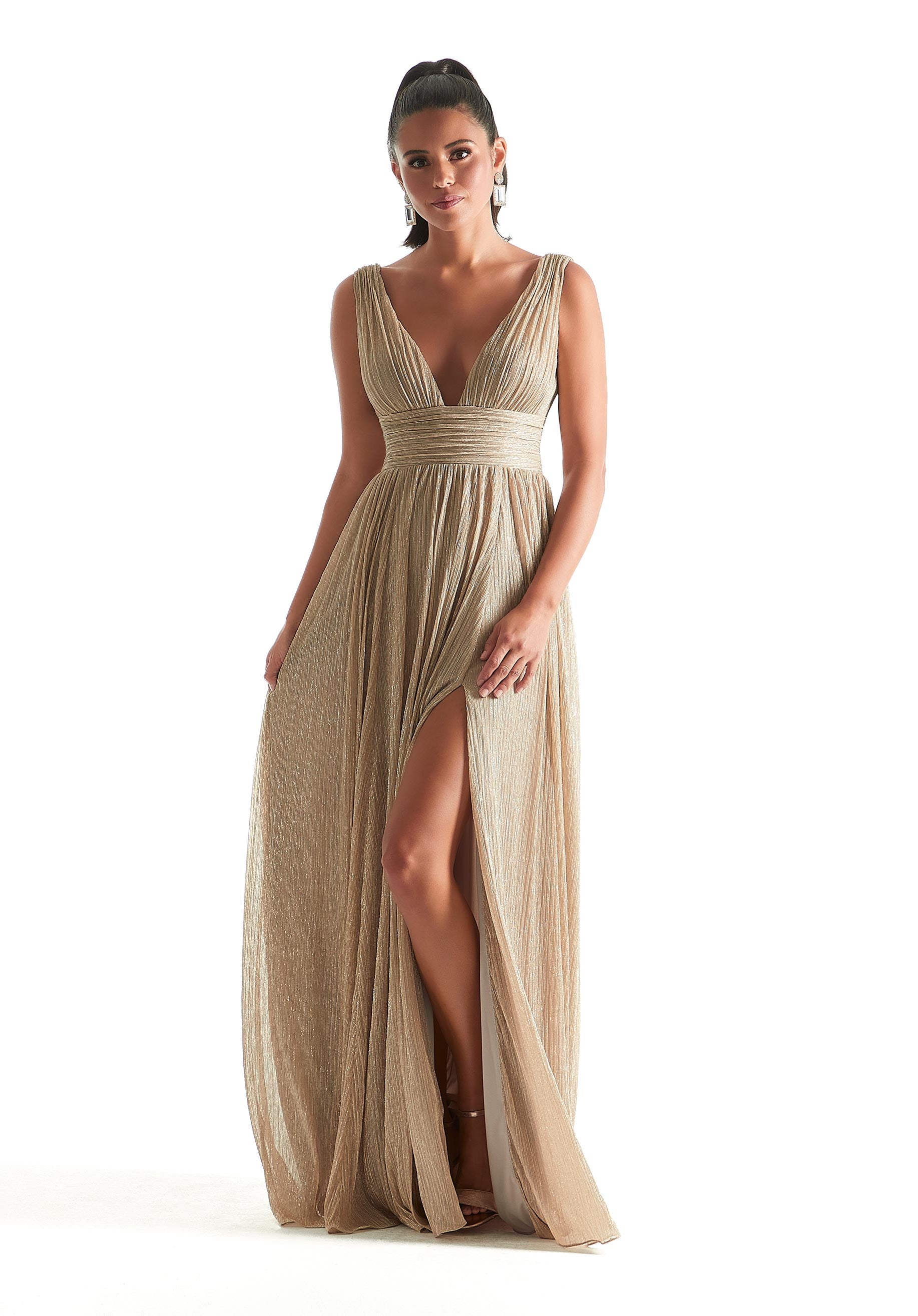 shimmer gold bridesmaid dresses metallic gold bridesmaid dresses Grace Loves Lace Anya Eco Gold