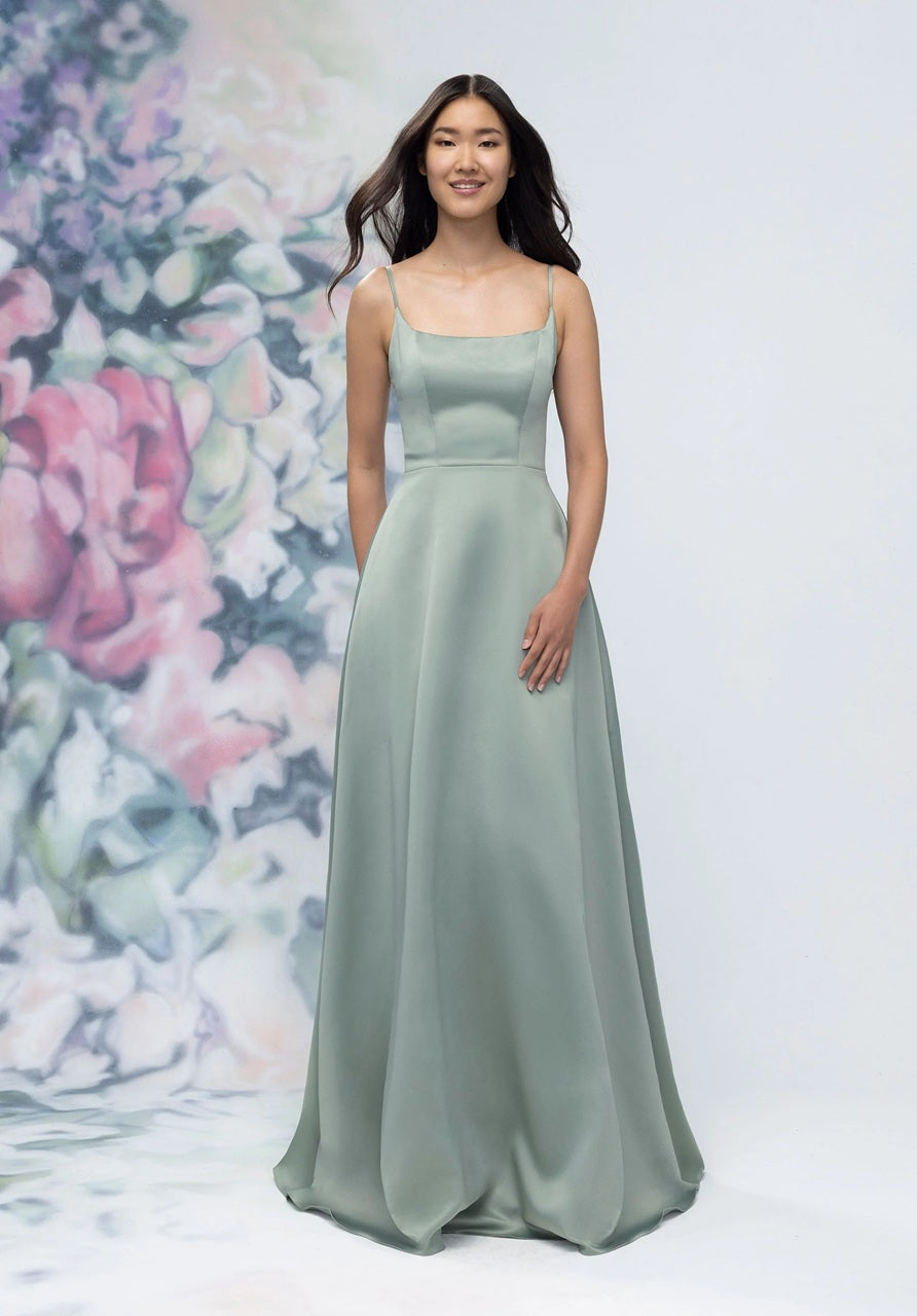 Scoop Neck Satin A-Line Bridesmaid Dress