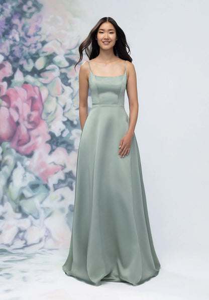Scoop Neck Satin A-Line Bridesmaid Dress