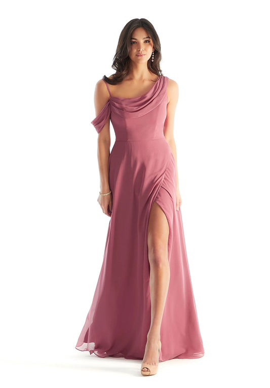 Asymmetric Draped Chiffon Bridesmaid Dress