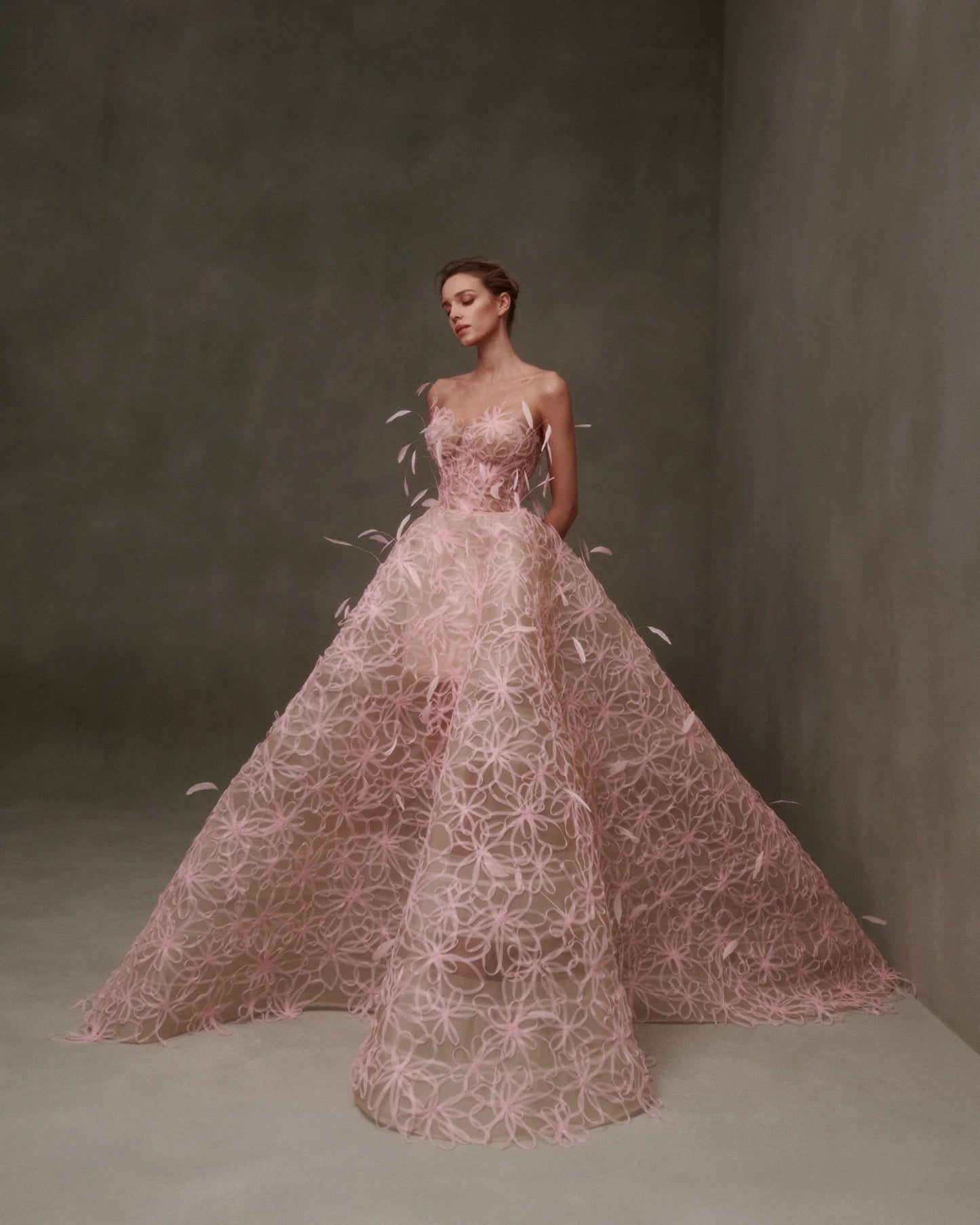 Ethereal Pink Floral Lace Wedding Dress – Bridal and Formal Ethereal Pink Floral Lace Wedding Dress – Bridal and Formal