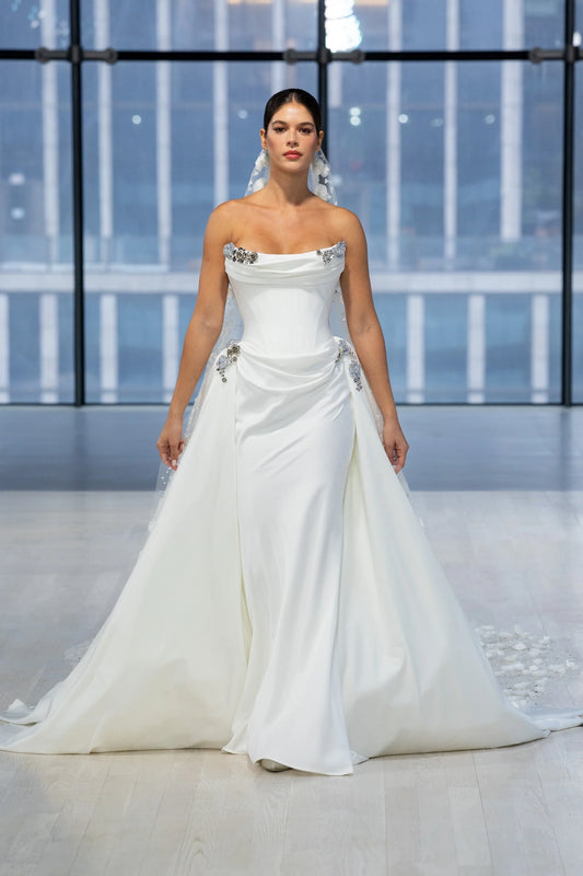 Draped Satin Couture Wedding Dress