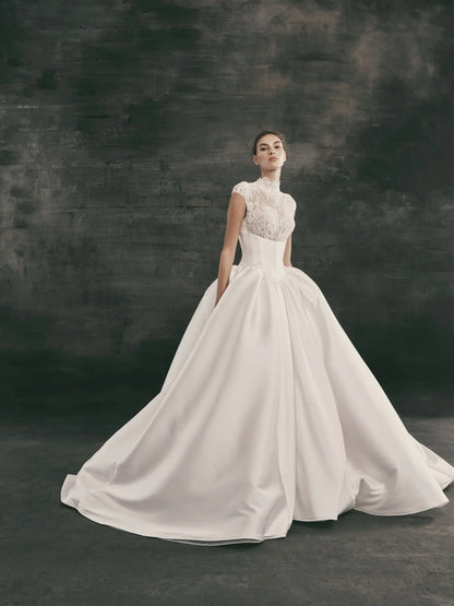 High-Neck Ball Gown Wedding Dress