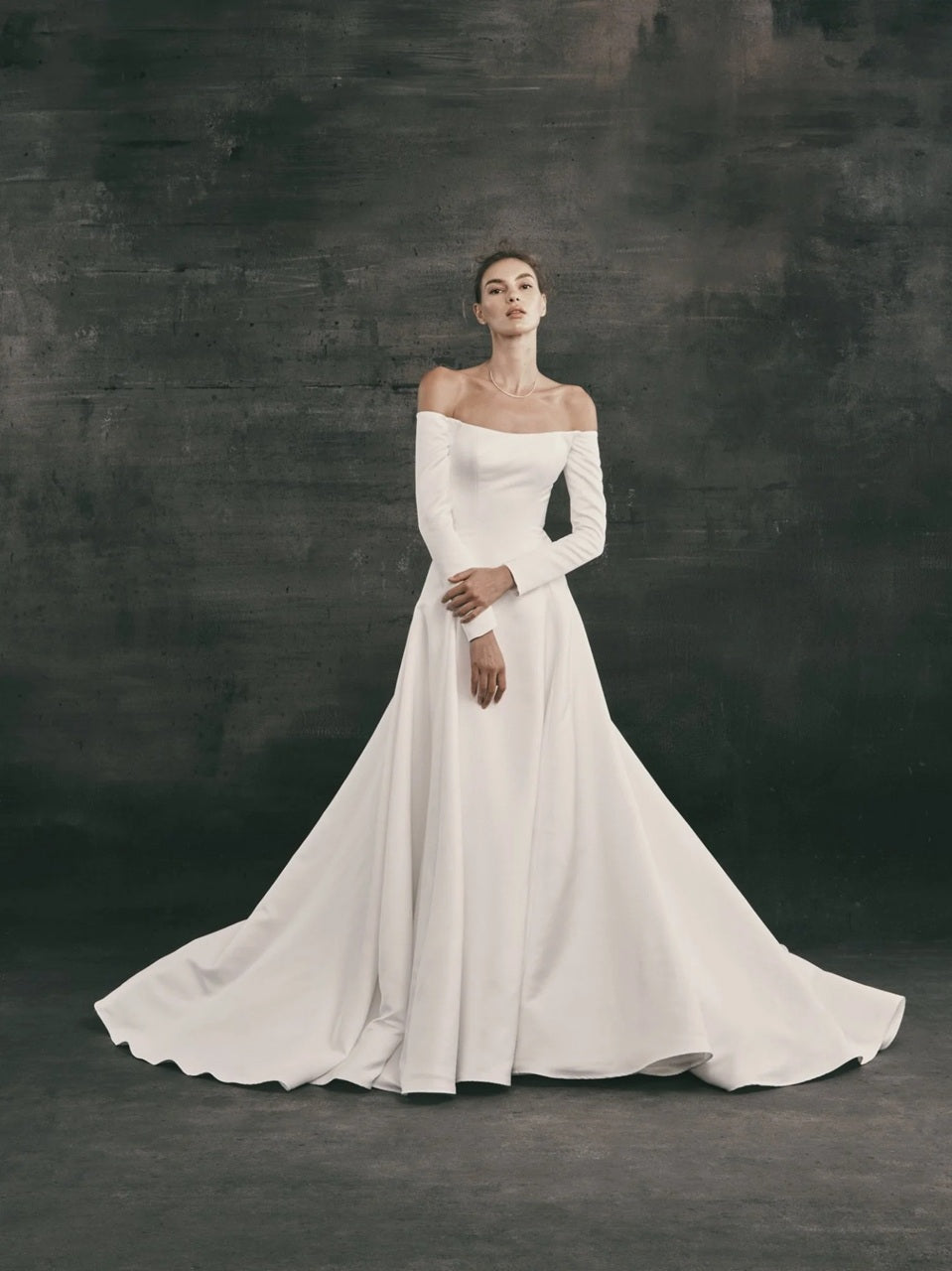 Off-the-Shoulder Long Sleeve Wedding Dress