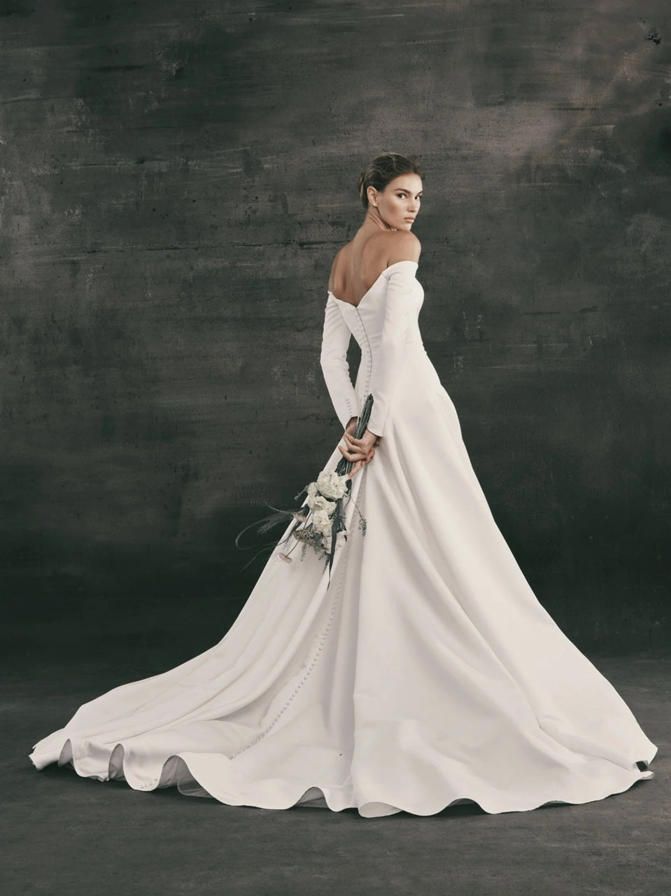Off-the-Shoulder Long Sleeve Wedding Dress