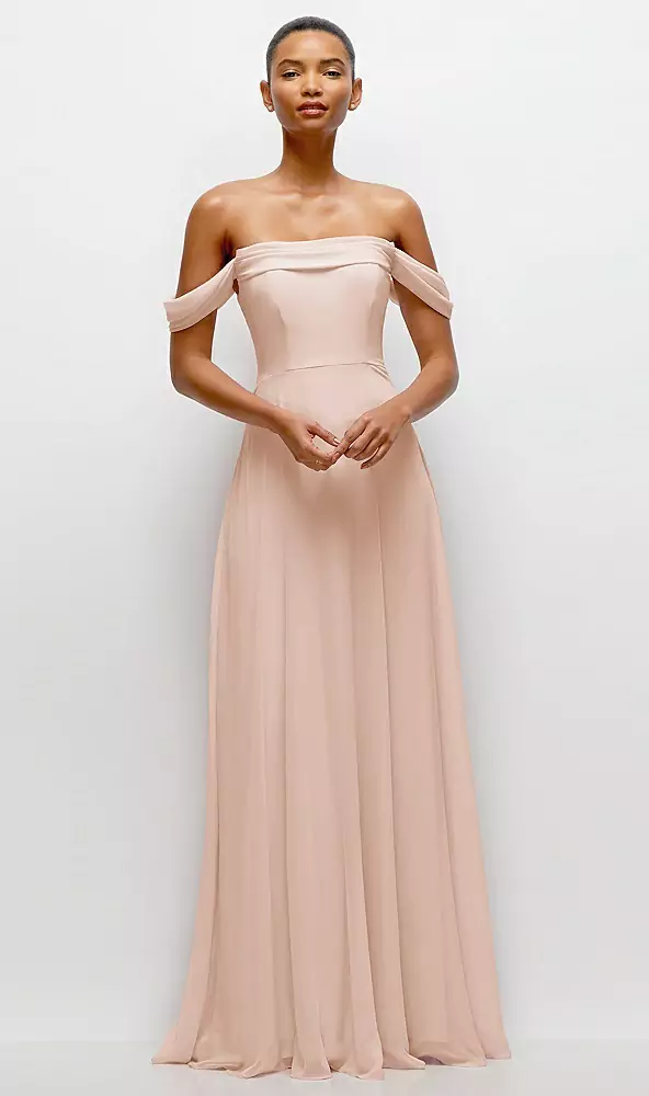 Draped Off-the-Shoulder Bridesmaid Dress