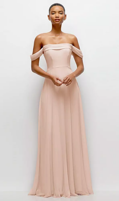 Draped Off-the-Shoulder Bridesmaid Dress