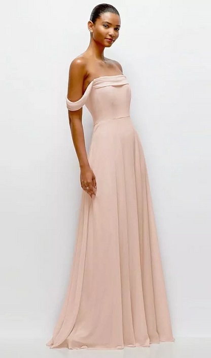 Draped Off-the-Shoulder Bridesmaid Dress