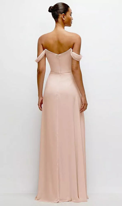 Draped Off-the-Shoulder Bridesmaid Dress