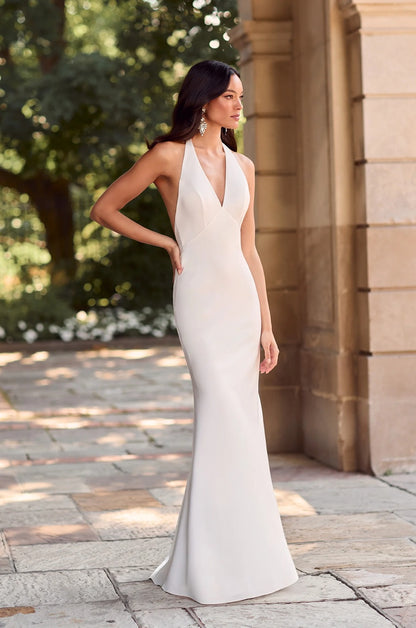 Charmeuse Halter Wedding Dress