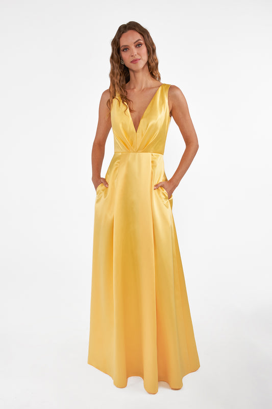 Plunging V-Neck A-line Bridesmaid Dress