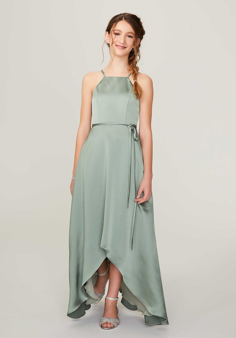 High Low Silky Satin Junior Bridesmaid Dress