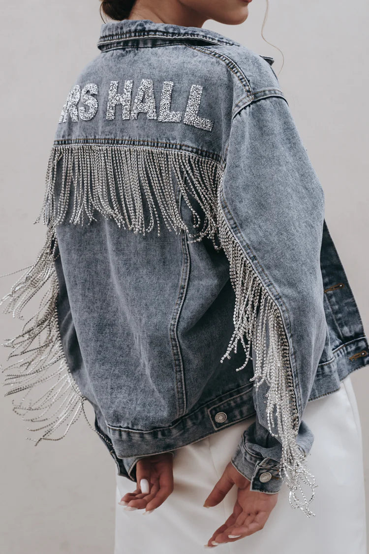 Rhinestone Fringe Denim Jacket