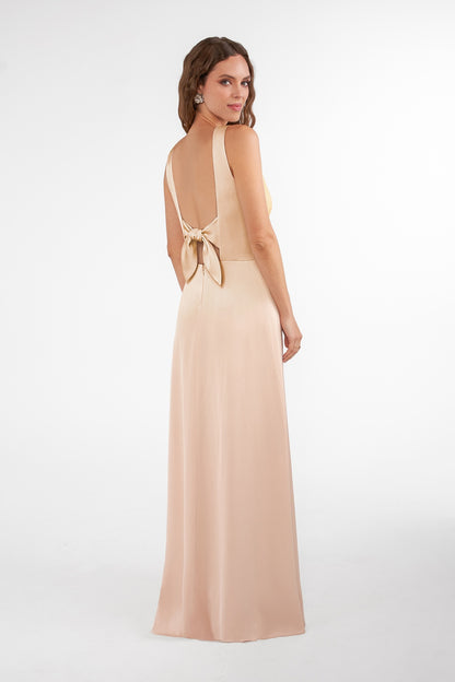 Open-Back Bow Bridesmaid Dress