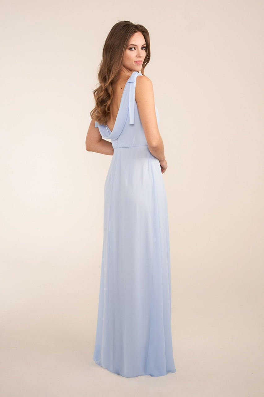 Sabrina Neckline Poly Chiffon Bridesmaid Dress