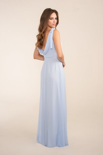 Sabrina Neckline Poly Chiffon Bridesmaid Dress