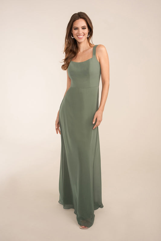 Sculpted Neckline Poly Chiffon Bridesmaid Dress