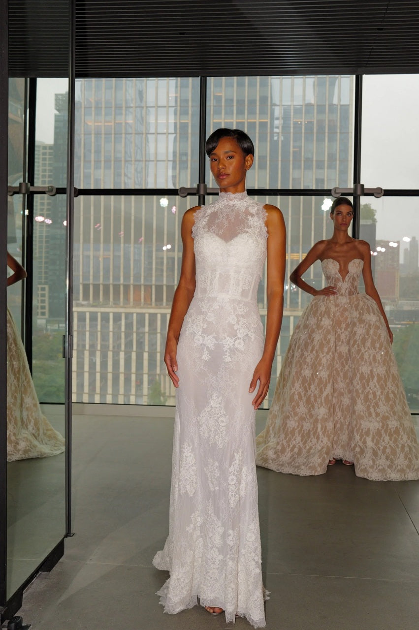 Mermaid Lace Wedding Dress with High-Neck Jacket