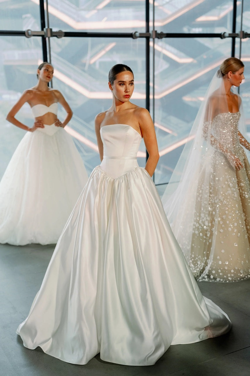 Modern Strapless Mikado Wedding Dress