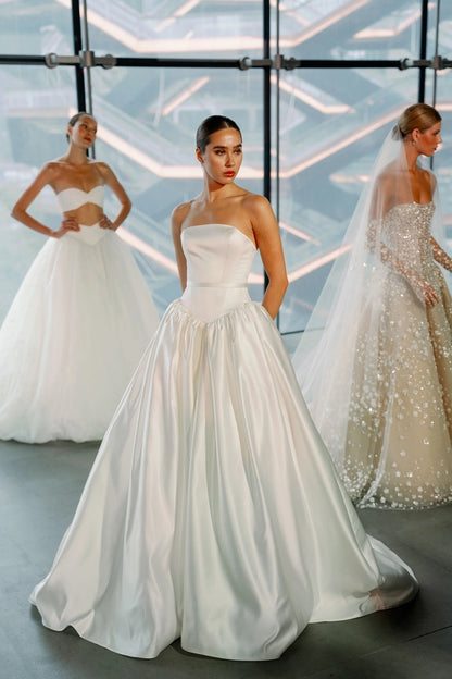 Modern Strapless Mikado Wedding Dress