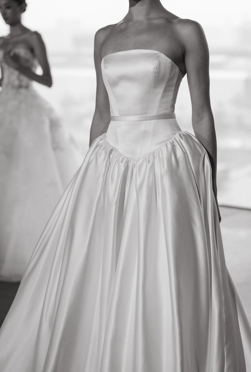 Modern Strapless Mikado Wedding Dress