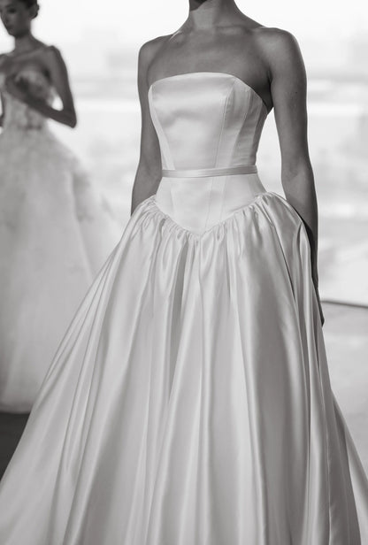Modern Strapless Mikado Wedding Dress
