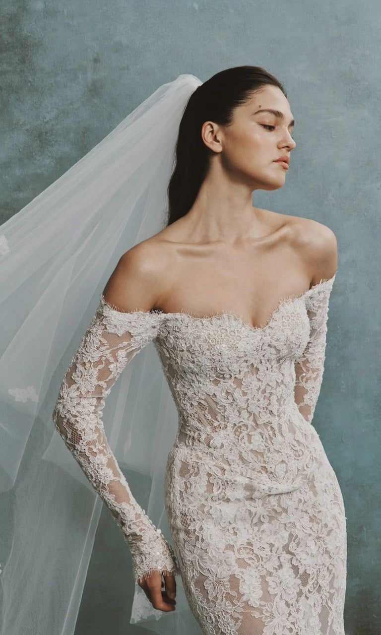 Long Sleeve Off-the-Shoulder Wedding Dress