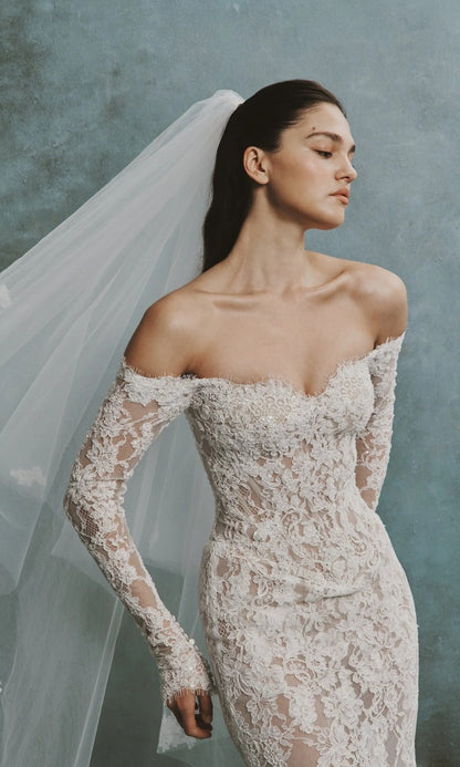 Long Sleeve Off-the-Shoulder Wedding Dress