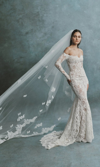 Long Sleeve Off-the-Shoulder Wedding Dress