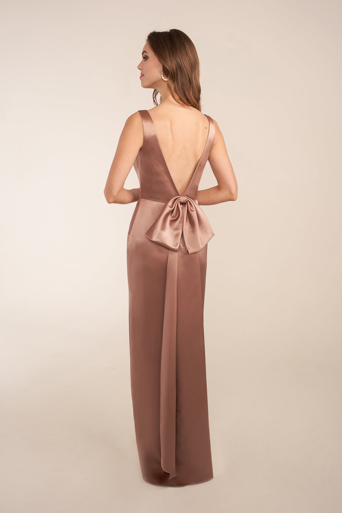 Square Neck Marquis Satin Bridesmaid Dress